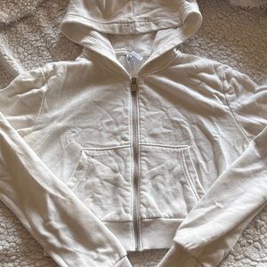 H&M Off-White Cropped Zip-Up Hoodie